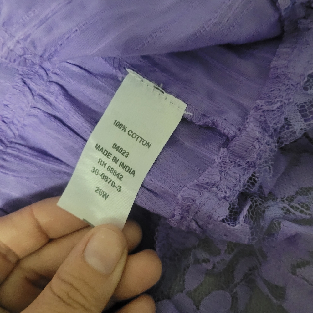 Roaman's Lavender Ruffle Button-Down Top - Picture 11 of 12